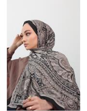 siyah kahve etro desenli pamuk şal 