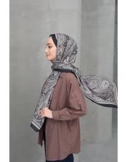 siyah kahve etro desenli pamuk şal  2