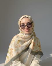 frezya desenli pamuk şal tereyağ sarısı