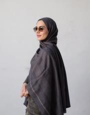 bushu monogram pamuk şal acı kahve