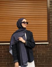 bushu monogram pamuk şal lacivert