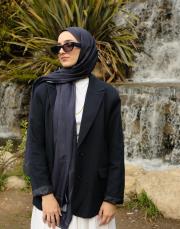 bushu monogram pamuk şal lacivert 2