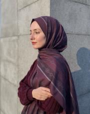 bushu monogram pamuk şal bordo 2