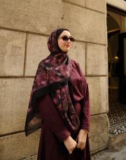 lilyum desenli pamuk şal 