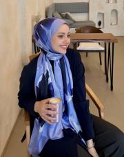 leylak desenli pamuk şal 