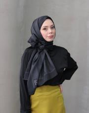 bushu monogram twill şal siyah 2