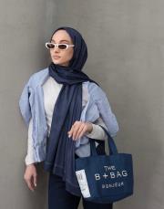 bushu monogram twill şal lacivert