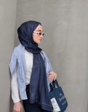 bushu monogram twill şal lacivert 3