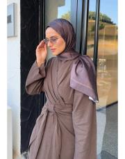 bushu monogram twill şal kahverengi