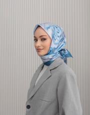 mavi şakayık twill eşarp 