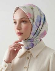 pembe mor petunya twill eşarp  3