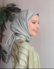 düz twill eşarp açık gri