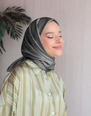 düz twill eşarp koyu gri