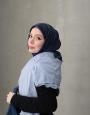 bushu monogram twill eşarp lacivert 2