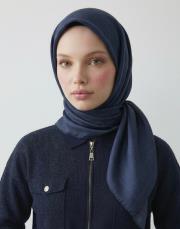 bushu monogram twill eşarp lacivert 3