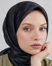 bushu monogram twill eşarp siyah 5