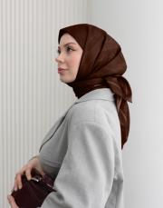 bushu monogram twill eşarp kahverengi