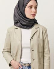 bushu monogram twill eşarp kahverengi 4
