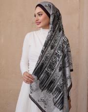 etnik desen %100 ithal ipek şal acı kahve