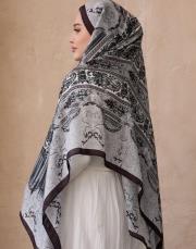 etnik desen %100 ithal ipek şal acı kahve 2