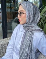 etnik desen %100 ithal ipek şal gri