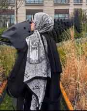 etnik desen %100 ithal ipek şal siyah 2