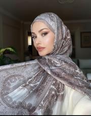 etnik desen %100 ithal ipek şal vizon