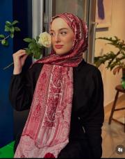 etnik desen %100 ithal ipek şal bordo