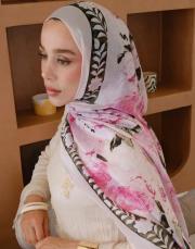 rose şal %100 ithal ipek şal şeker pembe