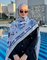 rose şal %100 ithal ipek şal mavi