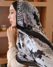 rose şal %100 ithal ipek şal siyah