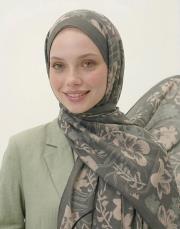 zeyneb desenli pamuk şal haki 4