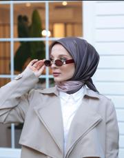 degrade twill eşarp kahve vizon