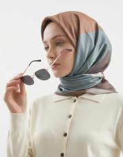 soyut twill eşarp sütlü kahve 4