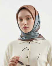 soyut twill eşarp sütlü kahve 5