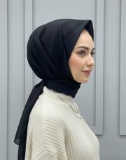 bushu monogram modal pamuk eşarp siyah 2