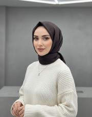 bushu monogram modal pamuk eşarp kahverengi 2