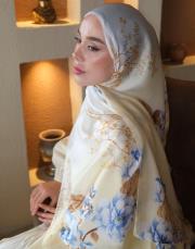 alis %100 ithal ipek şal tereyağ sarısı