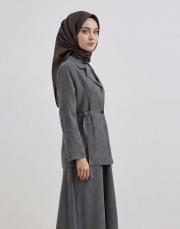 bushu monogram %100 twill ipek eşarp acı kahve 2