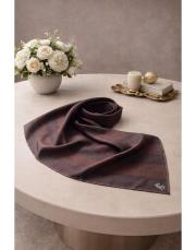 bushu monogram %100 twill ipek eşarp acı kahve 4
