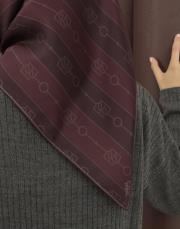 bushu monogram %100 twill ipek eşarp bordo 4