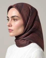 bushu monogram %100 twill ipek eşarp bordo 5