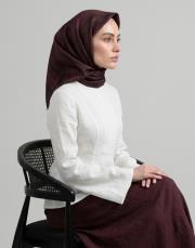 bushu monogram %100 twill ipek eşarp bordo 6