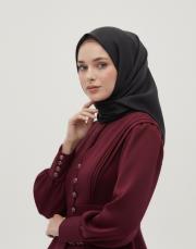 bushu monogram %100 twill ipek eşarp siyah 