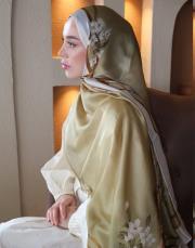 elisa %100 ithal ipek şal tereyağ sarısı