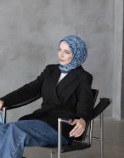 imza monogram twill eşarp mavi