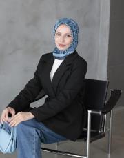 imza monogram twill eşarp mavi 3