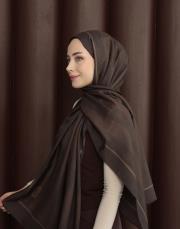 %100 pamuk ipek şal bushu monogram acı kahve