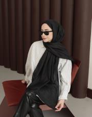 %100 pamuk ipek şal bushu monogram siyah 