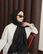 %100 pamuk ipek şal bushu monogram siyah  2